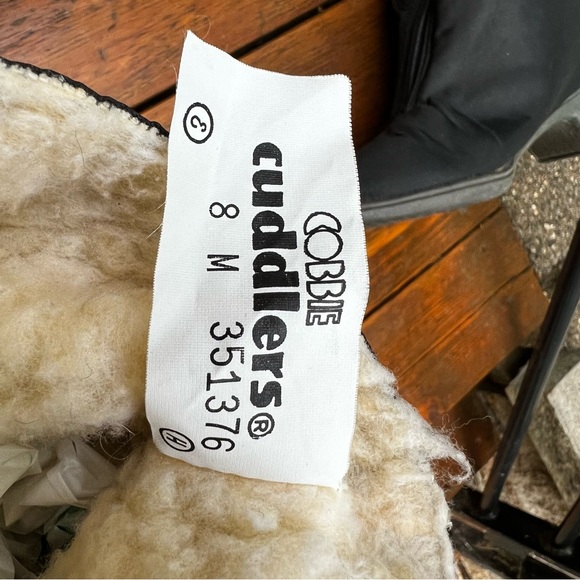 VINTAGE COBBIE CUDDLERS BLACK FAUX FUR LINED RAIN BOOTS SIZE 8 - Picture 12 of 14